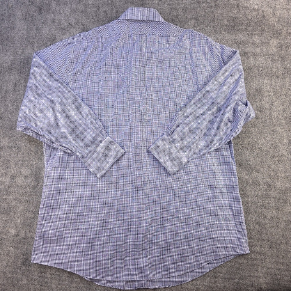 Brooks Brothers Dress Shirt 17.5 2/3 Regent Non Iron Blue Houndstooth Spread - Picture 8 of 9